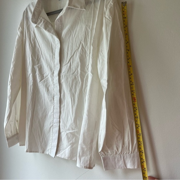 SHEIN Women’s White Long Sleeve Collared Button Down Shirt Small 100% Cotton - Picture 8 of 11
